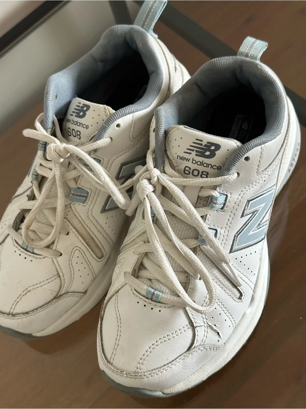 New Balance 608v5 White and Light Blue WX608v5 Size 6.5